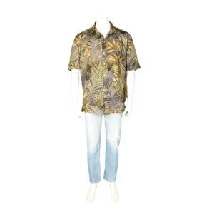 Tori Richard Fern Plant All Over Print Hawaiian Aloha Tropical Tribal Shirt XL